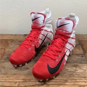 Men’s Nike Vapor Untouchable 3 Elite Football Red and White High-Top Cleats 13.5